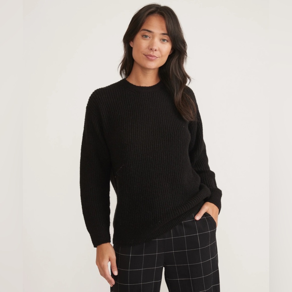 MARINE LAYER black Renee Dream Yarn Crewneck sweater